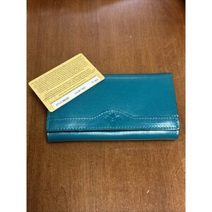 Patricia Nash Emlyn Leather Frame Wallet Teal NWOT